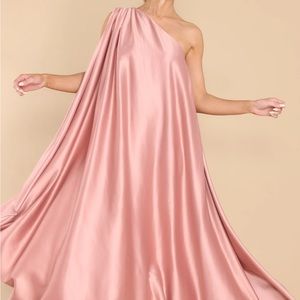 NWTs Grecian Pink One Shoulder Statement Maxi Dress
